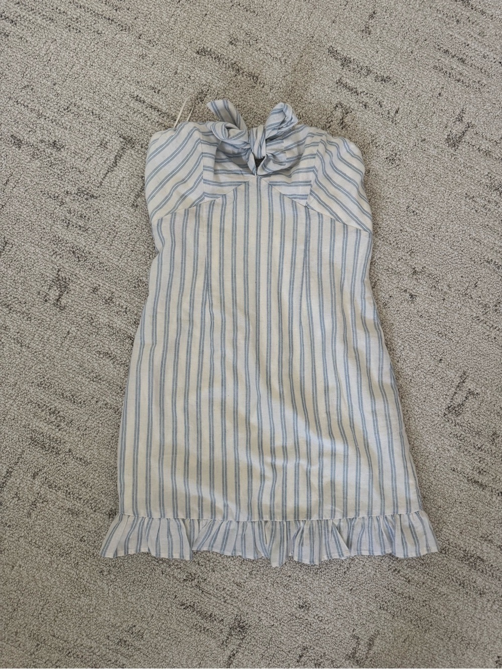Cotton Candy Cream and Light Blue Striped Strapless Dress